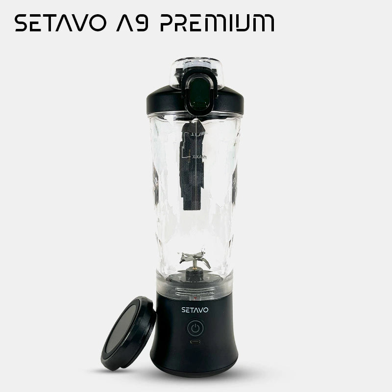 Setavo A9 Svart – Trådlös Blender 600ML | Kraftfull & Portabel Mixer
