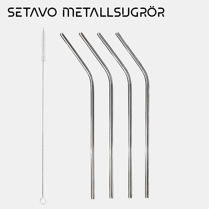Återanvändbara Böjda Metall-Sugrör i Rostfritt Stål – Miljövänliga och Snygga